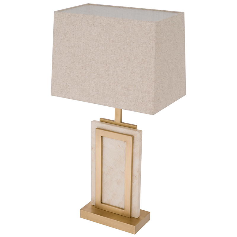 Настольная лампа Eichholtz Table Lamp Murray Travertine Бежевый Латунь в Твери | Loft Concept 
