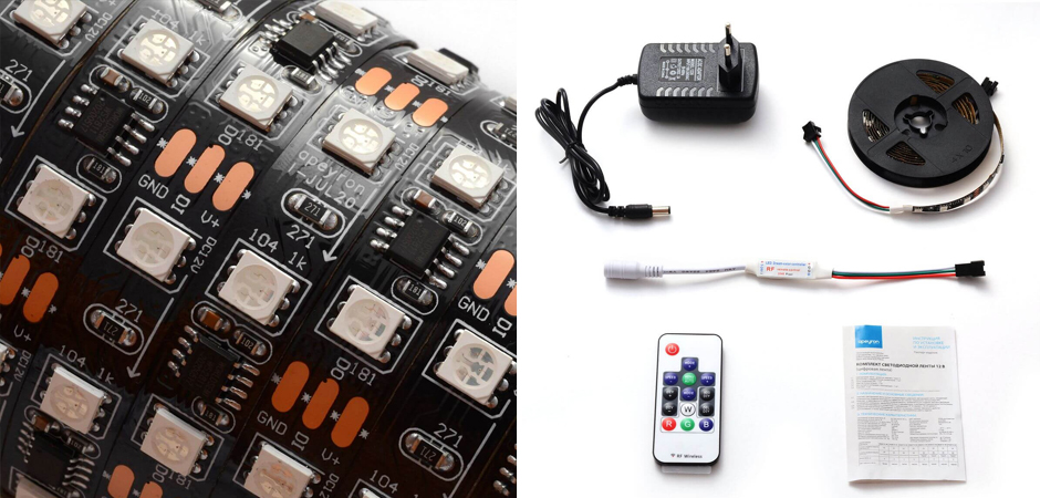 Комплект светодиодной ленты 14,4W/m 60Led/m 5050SMD разноцветный 2M Комплект светодиодной ленты 14,4W/m 60Led/m 5050SMD разноцветный 2M - Loft-Concept в Твери