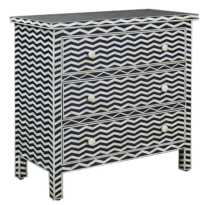 Комод инкрустация костью Inlaid Bone Chevron Белый Черный Комод инкрустация костью Inlaid Bone Chevron Белый Черный в Твери | Loft Concept
