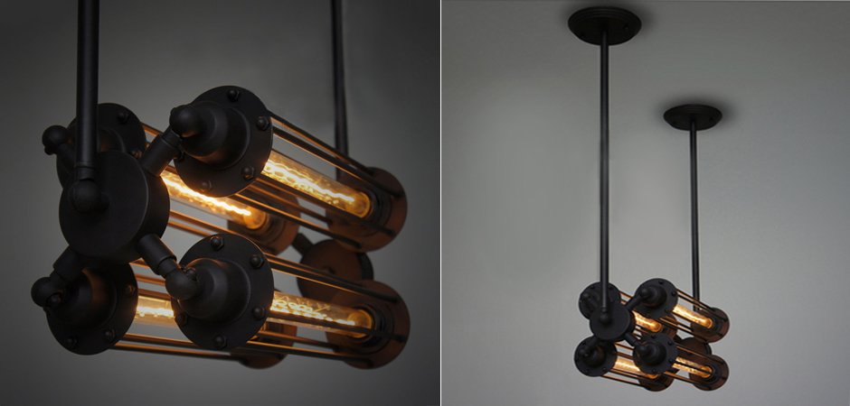 Подвесной светильник Loft Industrial Edison Cage Horizontal Quatro Подвесной светильник Loft Industrial Edison Cage Horizontal Quatro - Loft-Concept в Твери