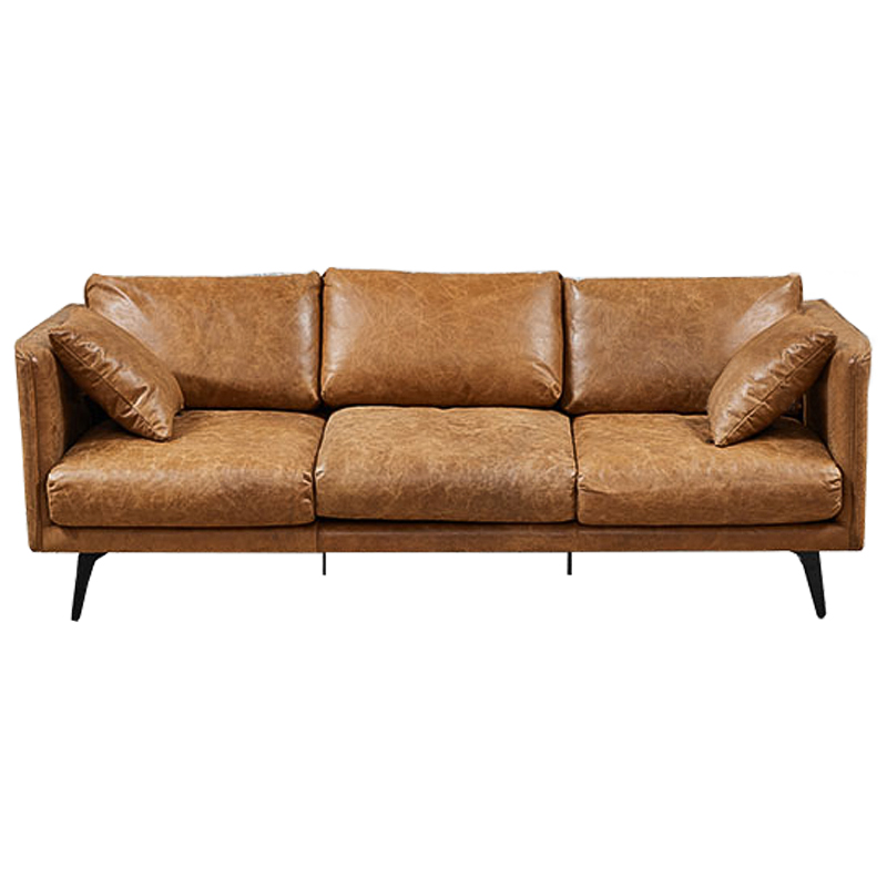 Диван Caramel Leather Triple Sofa Карамель Черный Диван Caramel Leather Triple Sofa Карамель Черный в Твери | Loft Concept