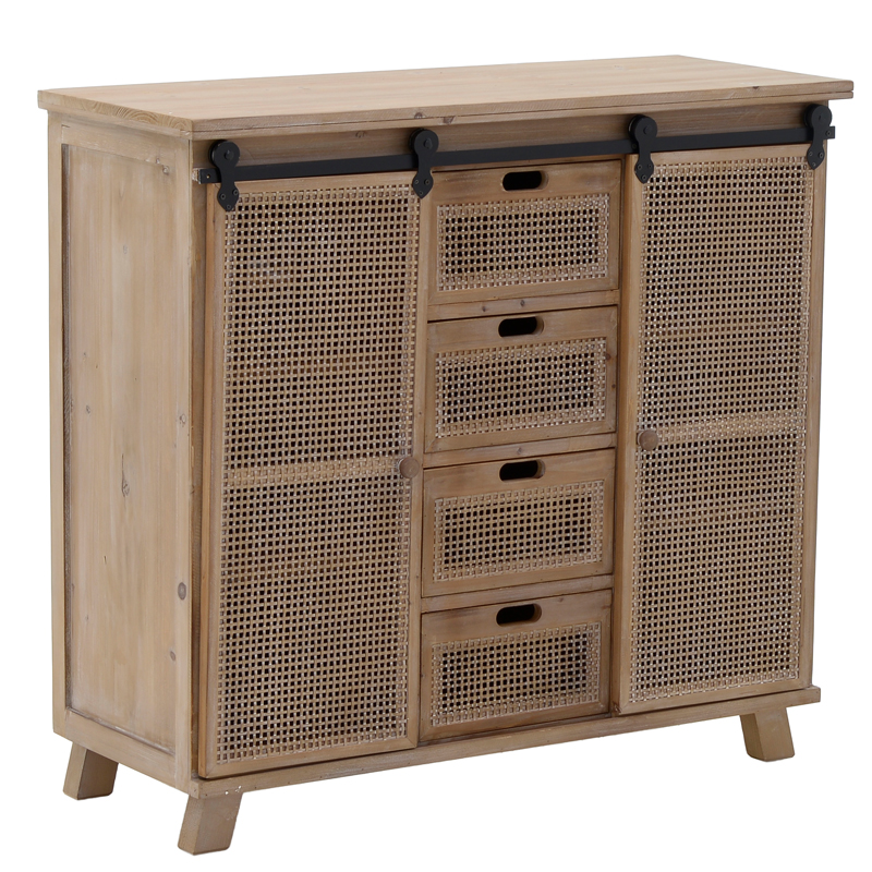 Комод из дерева и ротанга Rosita Wood chest of drawers Бежево-серый Черный Комод из дерева и ротанга Rosita Wood chest of drawers Бежево-серый Черный в Твери | Loft Concept