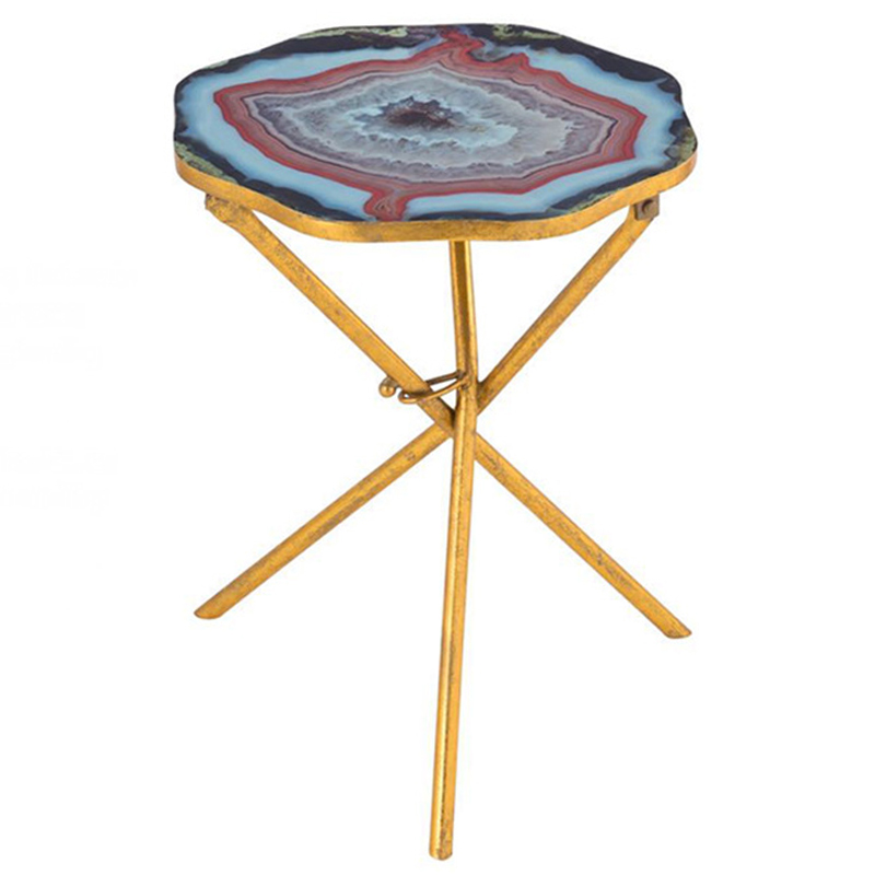 Приставной стол Agate Design Red Gold Side Table Золотой Мульти Приставной стол Agate Design Red Gold Side Table Золотой Мульти в Твери | Loft Concept