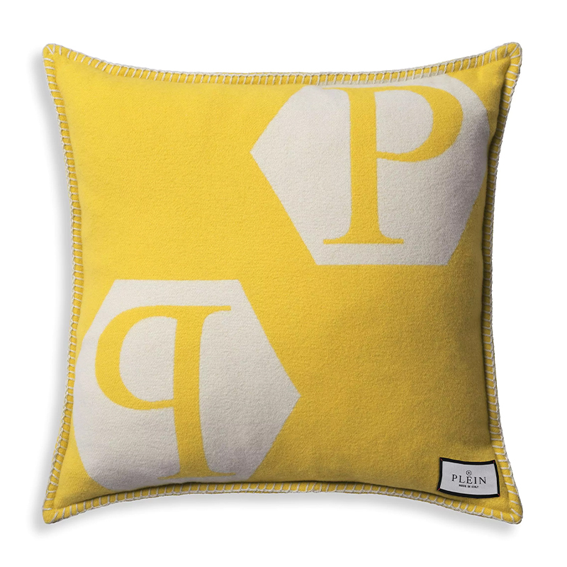 Подушка Philipp Plein Cushion Cashmere Yellow Желтый Белый Подушка Philipp Plein Cushion Cashmere Yellow Желтый Белый в Твери | Loft Concept