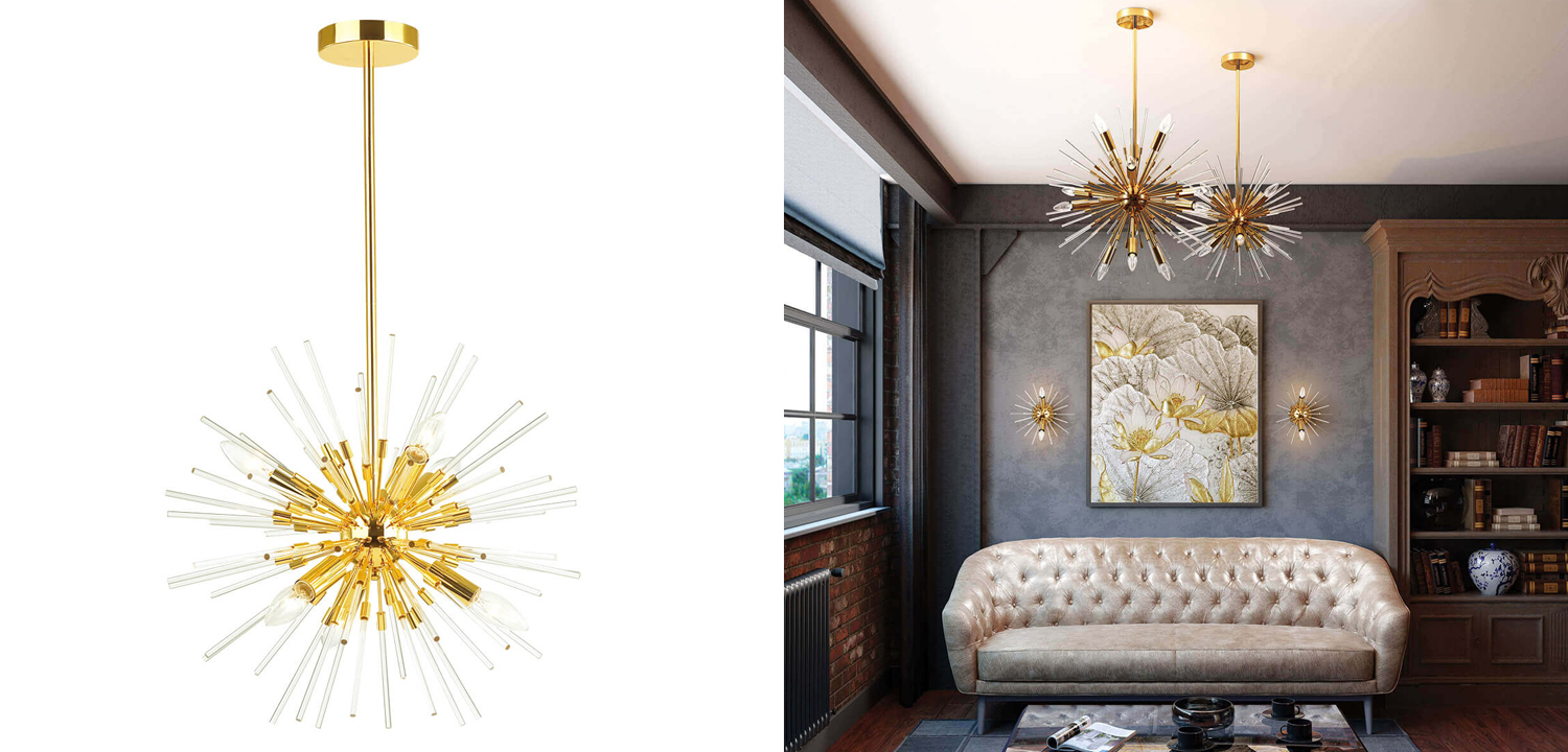 Люстра Welund Sputnik Chandelier gold - фото
