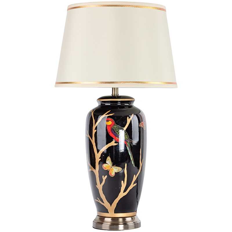 Настольная лампа с абажуром Bird on Golden Branches Black Lampshade Черный Бежевый Красный Золотой Настольная лампа с абажуром Bird on Golden Branches Black Lampshade Черный Бежевый Красный Золотой в Твери | Loft Concept