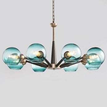 Люстра Thalia chandelier Blue glass Золотой Светло-голубой Черный Люстра Thalia chandelier Blue glass Золотой Светло-голубой Черный в Твери | Loft Concept