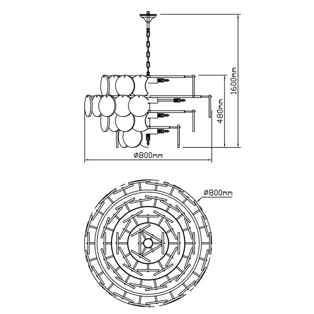 Люстра четырехъярусная с подвесками в форме дисков Cryptocrystalline Stone в Твери