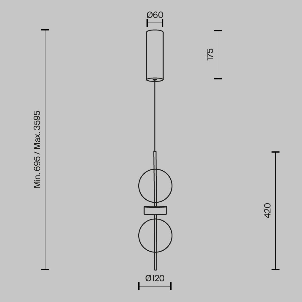 Подвесной светильник с плафоном из стекла с зеркальным градиентом Double Moon в Твери