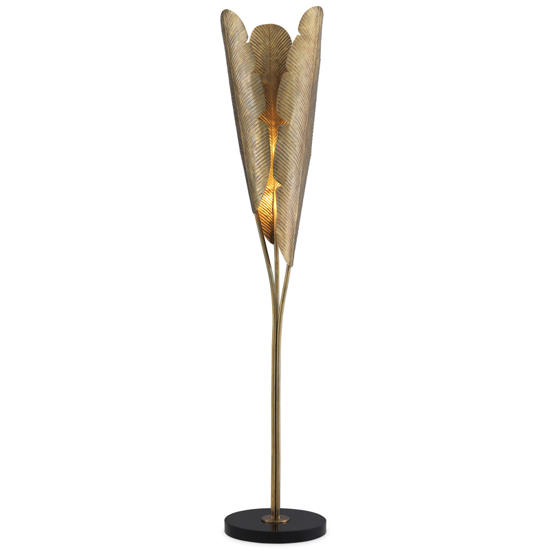 Торшер Eichholtz Floor Lamp Plantain Винтажная латунь Черный Торшер Eichholtz Floor Lamp Plantain Винтажная латунь Черный в Твери | Loft Concept