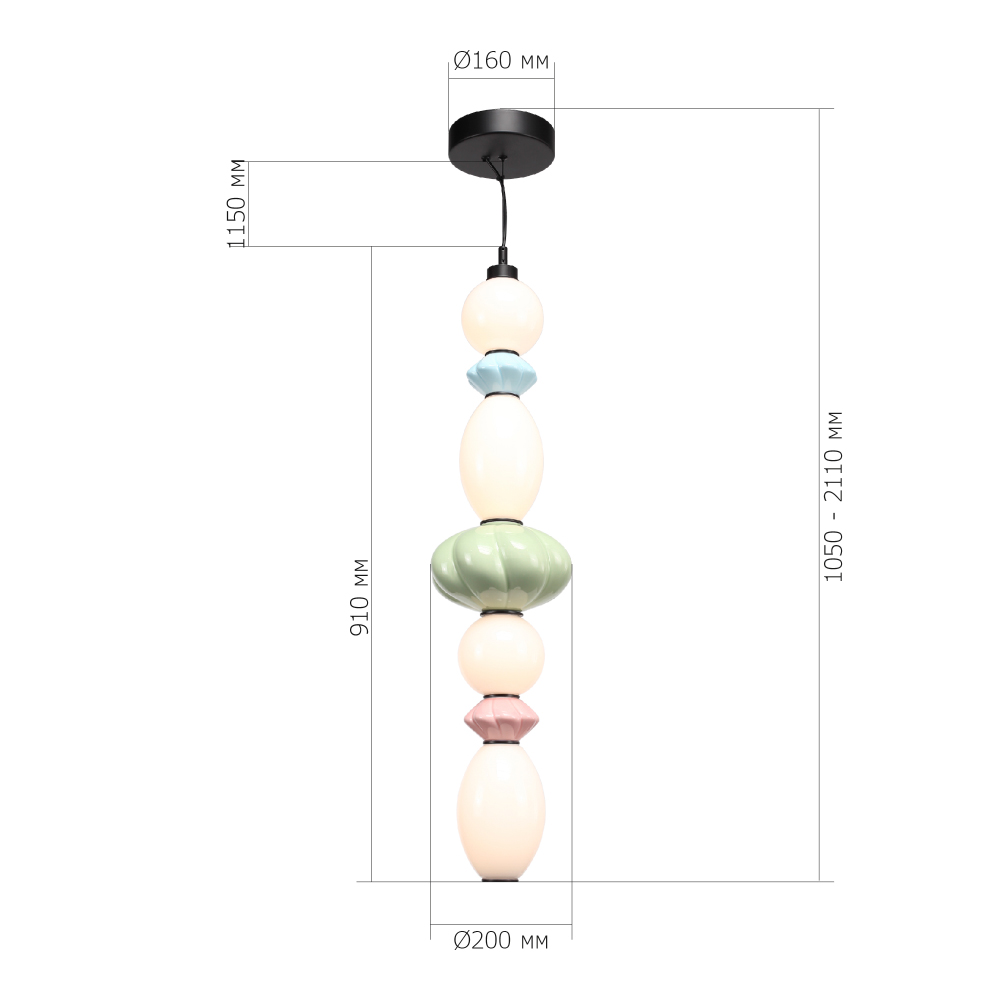 Подвесной светильник фигурный с керамическими элементами 32W LED Fragrant Light в Твери