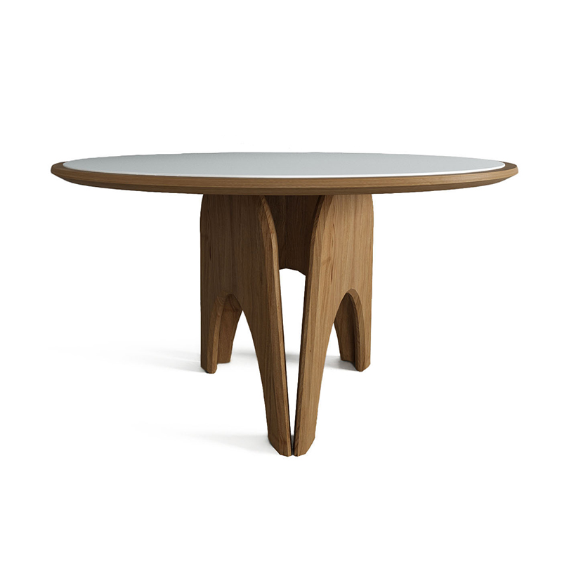 Обеденный круглый стол из дерева со столешницей из камня Pelican Dinner Table Древесина Белый Обеденный круглый стол из дерева со столешницей из камня Pelican Dinner Table Древесина Белый в Твери | Loft Concept