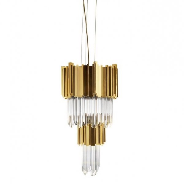 Люстра Empire Suspension 28 Глянцевое золото Прозрачное Стекло в Твери | Loft Concept 