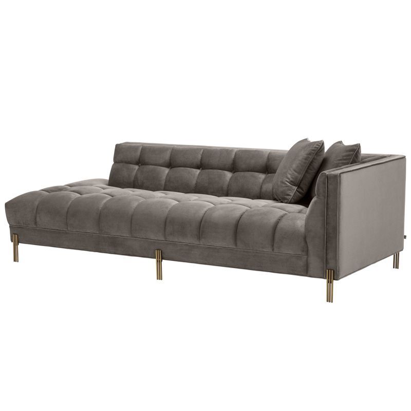 Кушетка Eichholtz Lounge Sofa Sienna Right Серый Матовая латунь Кушетка Eichholtz Lounge Sofa Sienna Right Серый Матовая латунь в Твери | Loft Concept