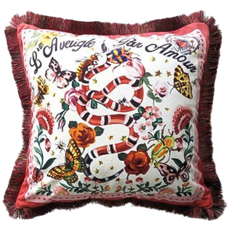 Декоративная подушка Cтиль Gucci Micrurus Мульти Бежевый Декоративная подушка Cтиль Gucci Micrurus Мульти Бежевый в Твери | Loft Concept