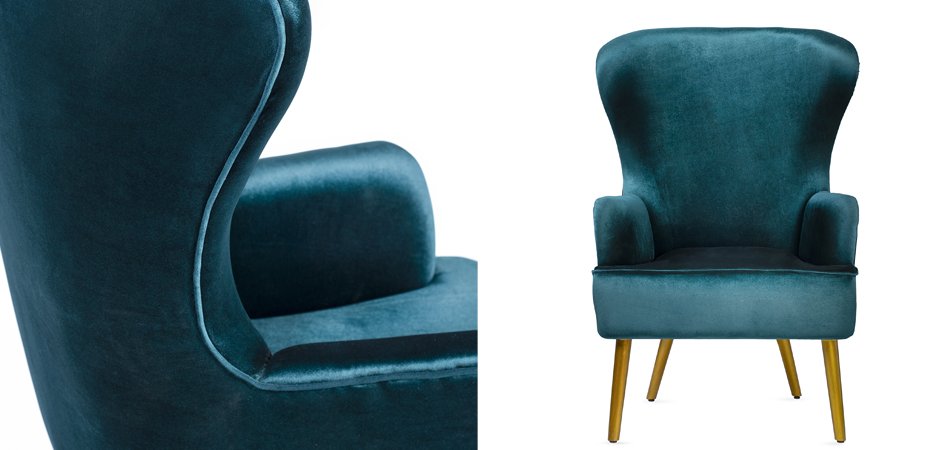 Кресло Wingback Dining Chair turquoise velor Кресло Wingback Dining Chair turquoise velor - Loft-Concept в Твери
