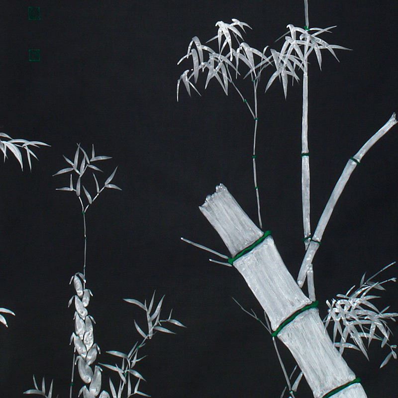 Обои ручная роспись Bamboo Argent on Pitch dyed silk Обои ручная роспись Bamboo Argent on Pitch dyed silk в Твери | Loft Concept