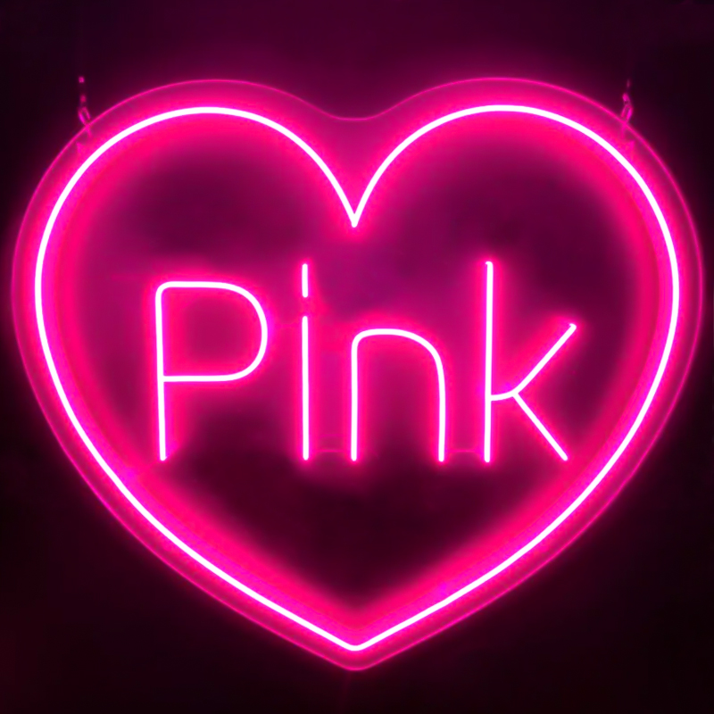 Неоновая настенная лампа Pink Heart Neon Wall Lamp Розовый Прозрачный Неоновая настенная лампа Pink Heart Neon Wall Lamp Розовый Прозрачный в Твери | Loft Concept