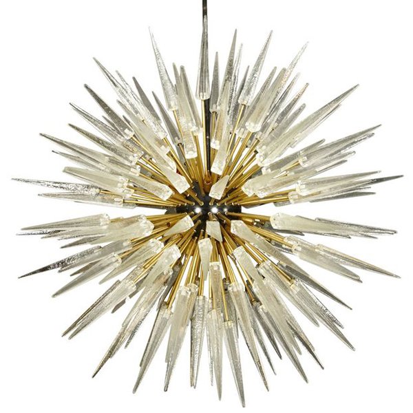 Murano Spike  Sputnik Rock Chandelier Золотой Черный Прозрачное Стекло в Твери | Loft Concept 