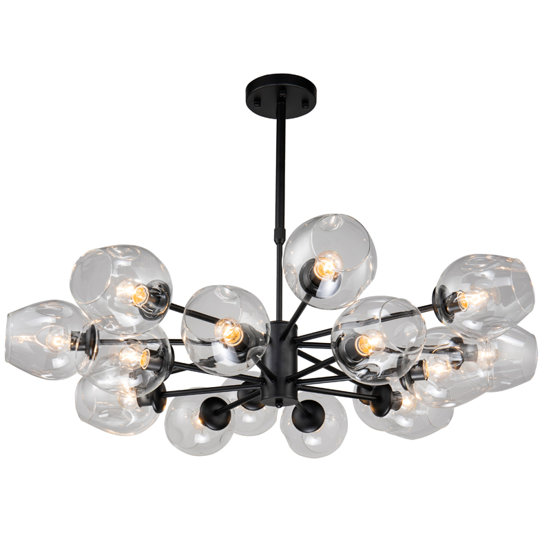 Люстра Branching Bubble Chandelier black 16 Черный Прозрачный Люстра Branching Bubble Chandelier black 16 Черный Прозрачный в Твери | Loft Concept