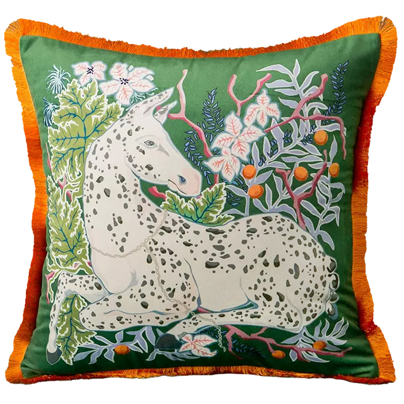 Декоративная подушка Horse on Botanical Green Cushion Мульти Зеленый Декоративная подушка Horse on Botanical Green Cushion Мульти Зеленый в Твери | Loft Concept