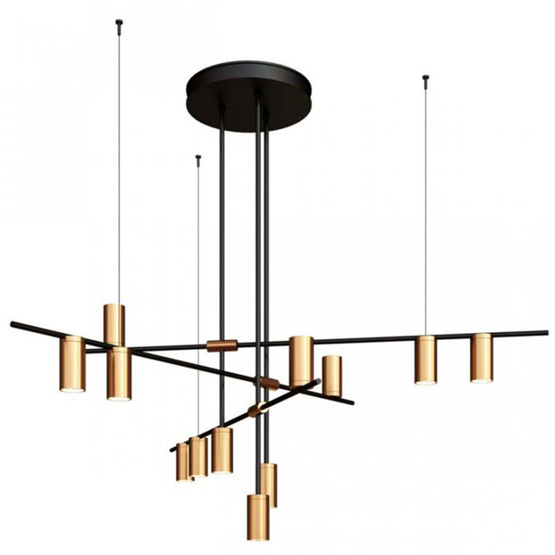 Подвесной светильник TRIBES CHANDELIER 12 плафонов Глянцевое золото Черный в Твери | Loft Concept 