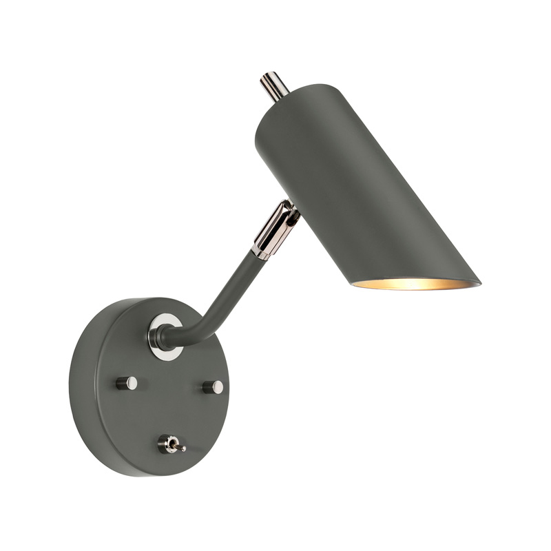 Бра с цилиндрическим плафоном и круглым основанием с выключателем Elstead Lighting Никель Серый в Твери | Loft Concept 