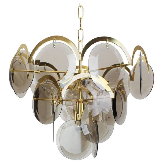 Люстра 1960S VISTOSI SMOKED GLASS DISC CHANDELIER Золотой Стекло Смок Люстра 1960S VISTOSI SMOKED GLASS DISC CHANDELIER Золотой Стекло Смок в Твери | Loft Concept