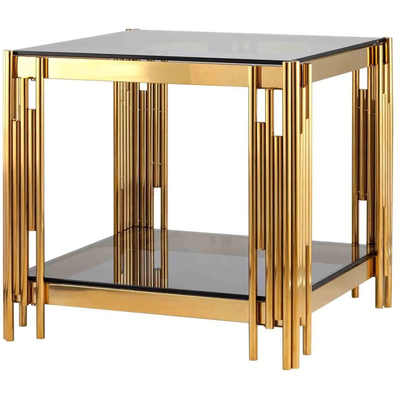Стол приставной Collection ACCORD Gold Глянцевое золото Стекло Смок Стол приставной Collection ACCORD Gold Глянцевое золото Стекло Смок в Твери | Loft Concept