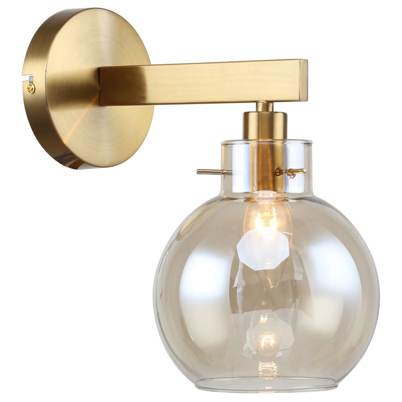 Бра с плафоном коньячного цвета Carmella Globe Brass Латунь Коньяк Бра с плафоном коньячного цвета Carmella Globe Brass Латунь Коньяк в Твери | Loft Concept