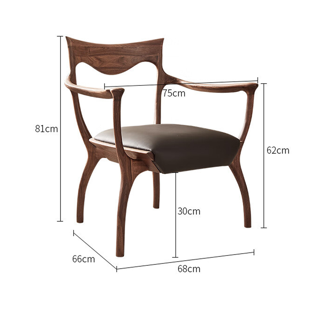 Стул деревянный с мягким сиденьем из коричневой натуральной кожи Moon Walnut Furniture Стул деревянный с мягким сиденьем из коричневой натуральной кожи Moon Walnut Furniture в Твери