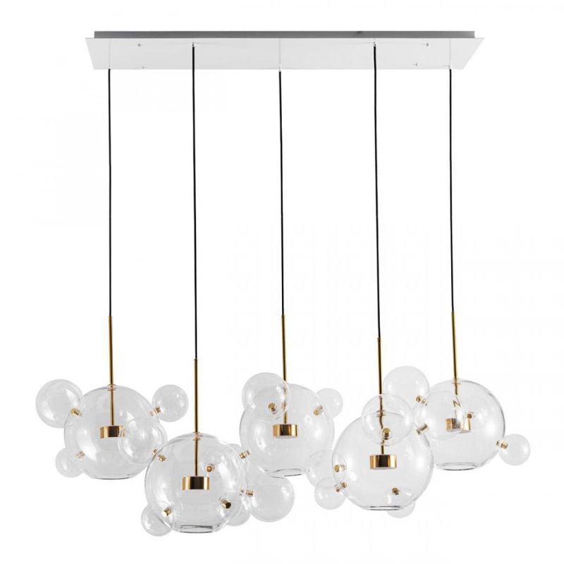 Линейный Светодиодный Светильник Giopato & Coombes Bubble Chandelier Linear Circle 5 плафонов Белый Золотой Прозрачное Стекло Линейный Светодиодный Светильник Giopato & Coombes Bubble Chandelier Linear Circle 5 плафонов Белый Золотой Прозрачное Стекло в Твери | Loft Concept