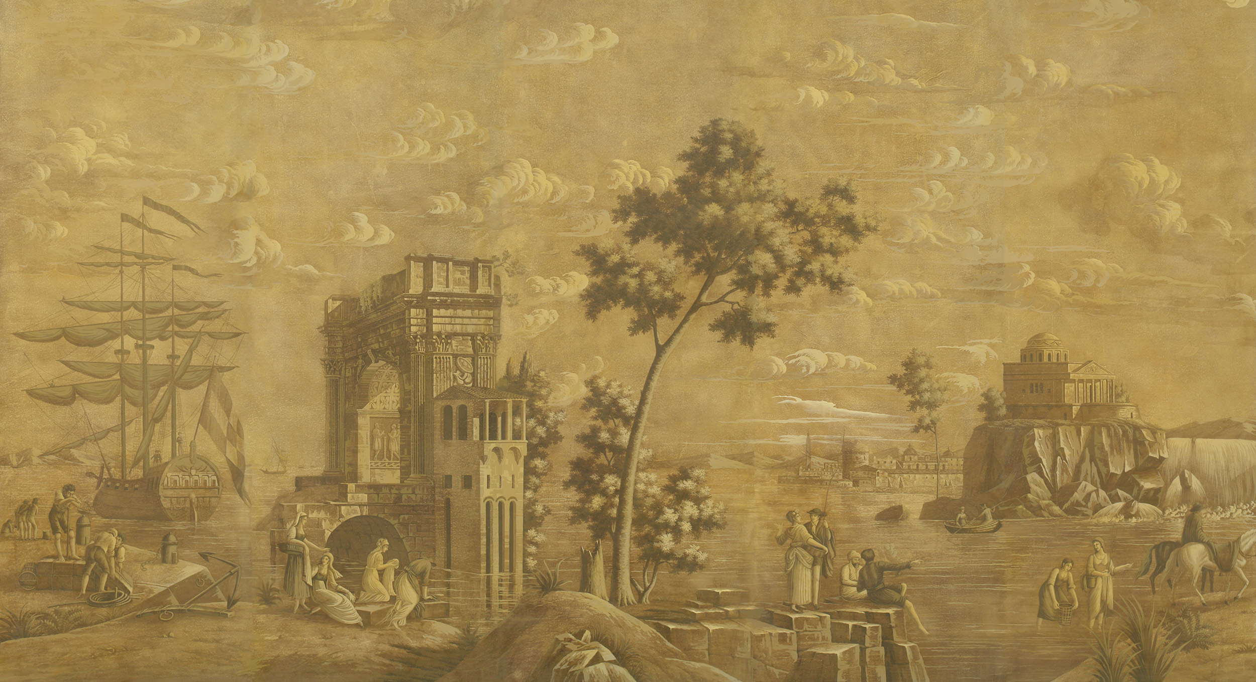 Обои ручная роспись Views of Italy Sepia Обои ручная роспись Views of Italy Sepia - постер Loft-Concept в Твери