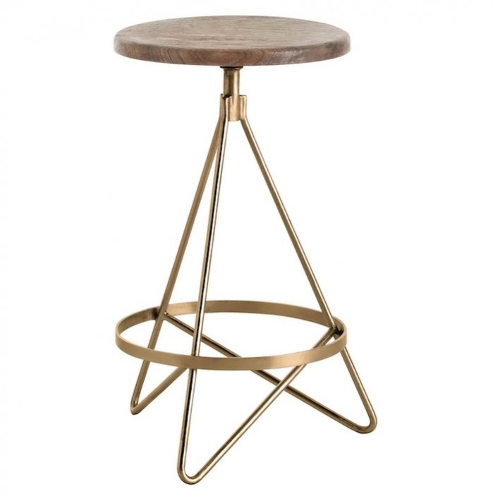 Барный стул Industrial Vintage Brass Iron Swivel Bar Stool Золотой Коричневый Барный стул Industrial Vintage Brass Iron Swivel Bar Stool Золотой Коричневый в Твери | Loft Concept