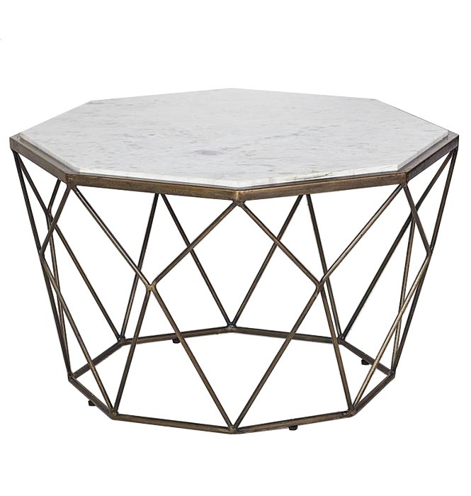 Кофейный стол Polyhedron Латунь Белый Кофейный стол Polyhedron Латунь Белый в Твери | Loft Concept