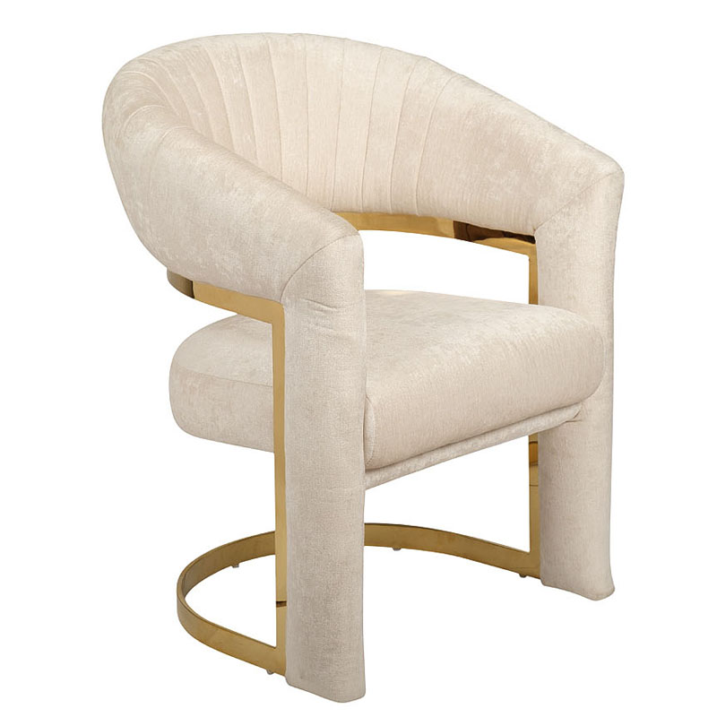 Полукресло Valbonne Chair cream velour Кремовый Глянцевое золото Полукресло Valbonne Chair cream velour Кремовый Глянцевое золото в Твери | Loft Concept
