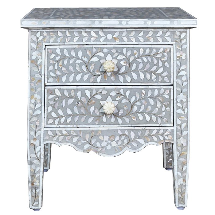 Комод инкрустация перламутром Inlaid Bone Openwork Gray Серый Белый Серый Комод инкрустация перламутром Inlaid Bone Openwork Gray Серый Белый Серый в Твери | Loft Concept