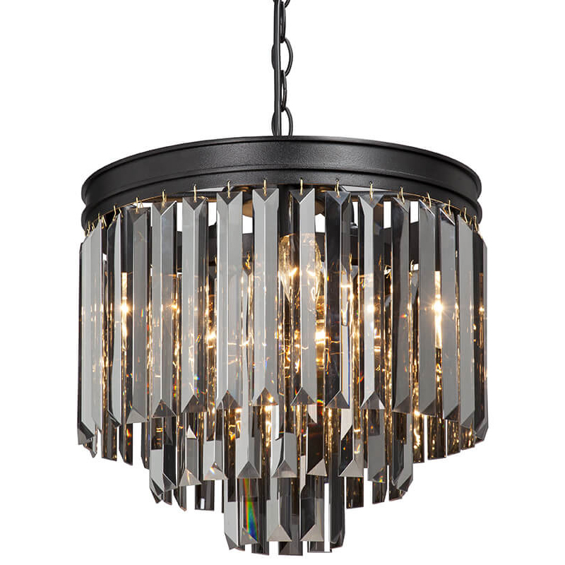 Люстра ODEON Gray glass 3-TIER Black Серое стекло D 36 Черный матовый Люстра ODEON Gray glass 3-TIER Black Серое стекло D 36 Черный матовый в Твери | Loft Concept