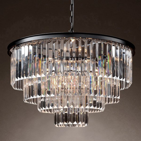 Люстра RH 1920s Odeon Clear Glass Fringe Chandelier -60 Черный Люстра RH 1920s Odeon Clear Glass Fringe Chandelier -60 Черный в Твери | Loft Concept