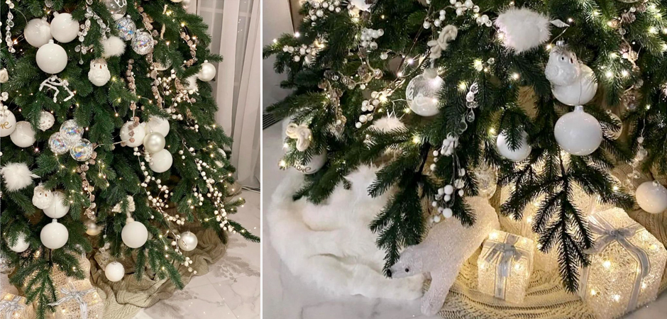 Дизайнерская Елка с Белым Декором Christmas Tree White Balls Дизайнерская Елка с Белым Декором Christmas Tree White Balls - Loft-Concept в Твери