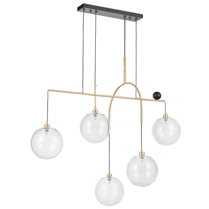 Люстра Five Hanging Balls Chandelier Золотой Прозрачный Черный Люстра Five Hanging Balls Chandelier Золотой Прозрачный Черный в Твери | Loft Concept