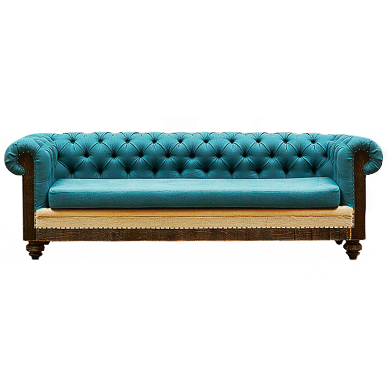 Диван Deconstructed Chesterfield Sofa triple turquoise Linen Коричневый Бирюзовый ivory ( слоновая кость ) в Твери | Loft Concept 