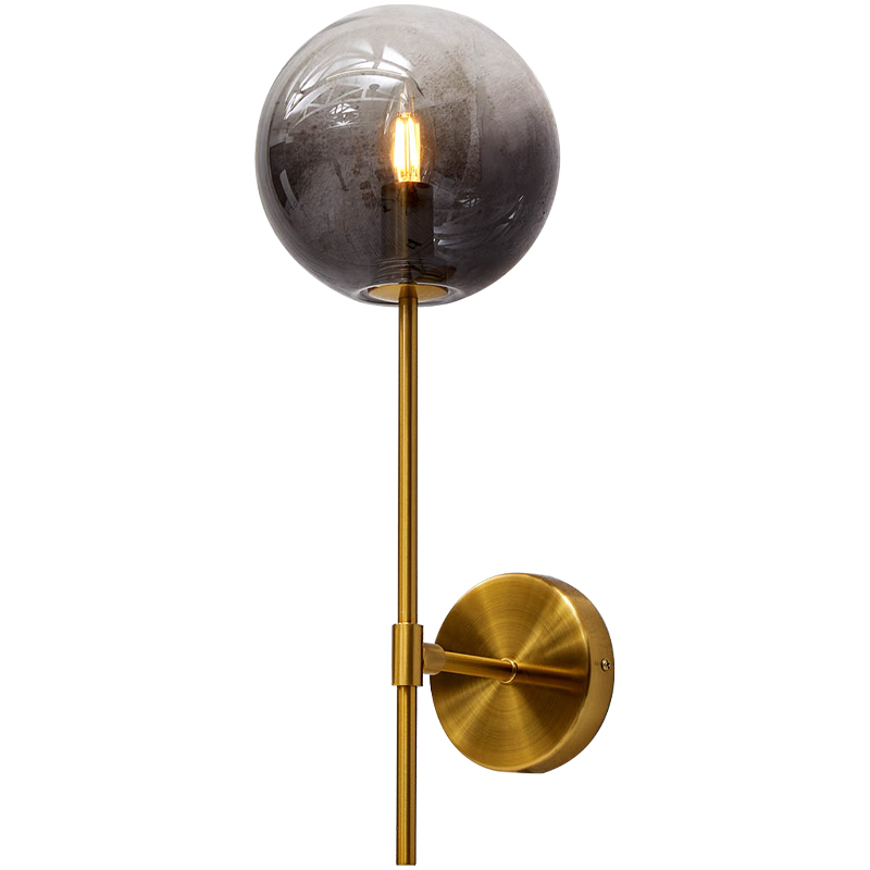 Бра стеклянный плафон шар Urmila Wall Lamp Серое стекло Золотой Серый Бра стеклянный плафон шар Urmila Wall Lamp Серое стекло Золотой Серый в Твери | Loft Concept