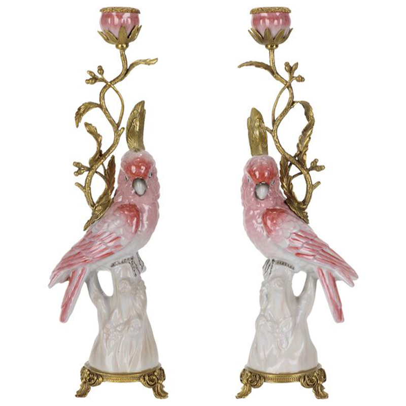 Подсвечник Pink Red Parrot Candlestick L or R Бронза Розовый (Rose) Красный Подсвечник Pink Red Parrot Candlestick L or R Бронза Розовый (Rose) Красный в Твери | Loft Concept
