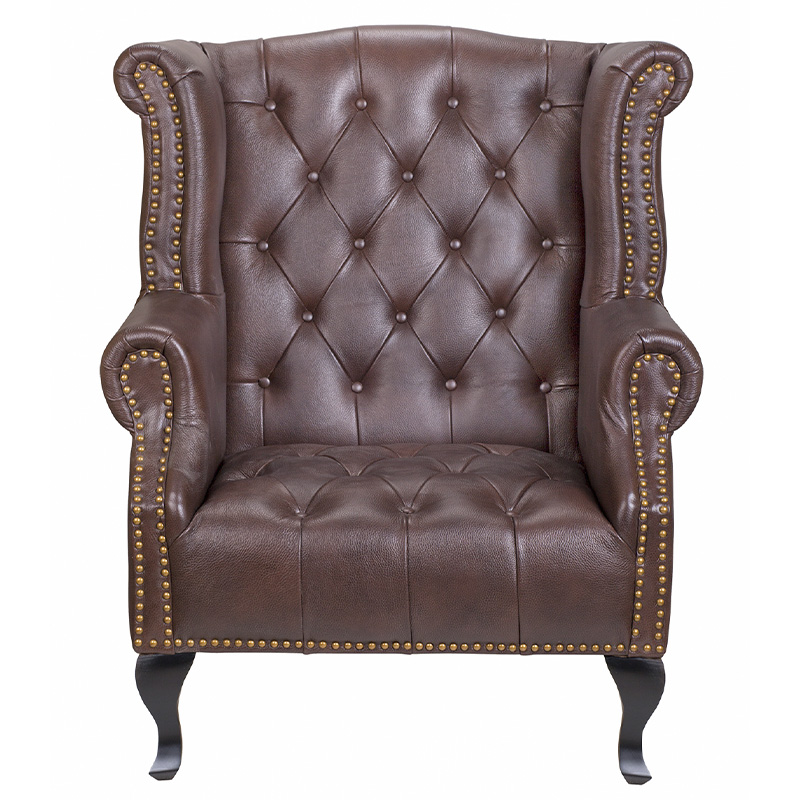 Кресло из натуральной кожи на 4-х деревянных ножках из массива бука Thomas Armchair brown Коричневый Черный Кресло из натуральной кожи на 4-х деревянных ножках из массива бука Thomas Armchair brown Коричневый Черный в Твери | Loft Concept