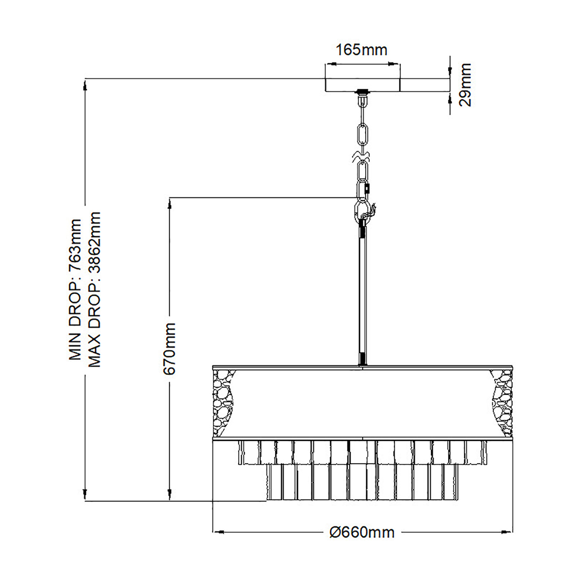 Люстра круглая с подвесками из текстурированного стекла молочного цвета Hinkley в Твери