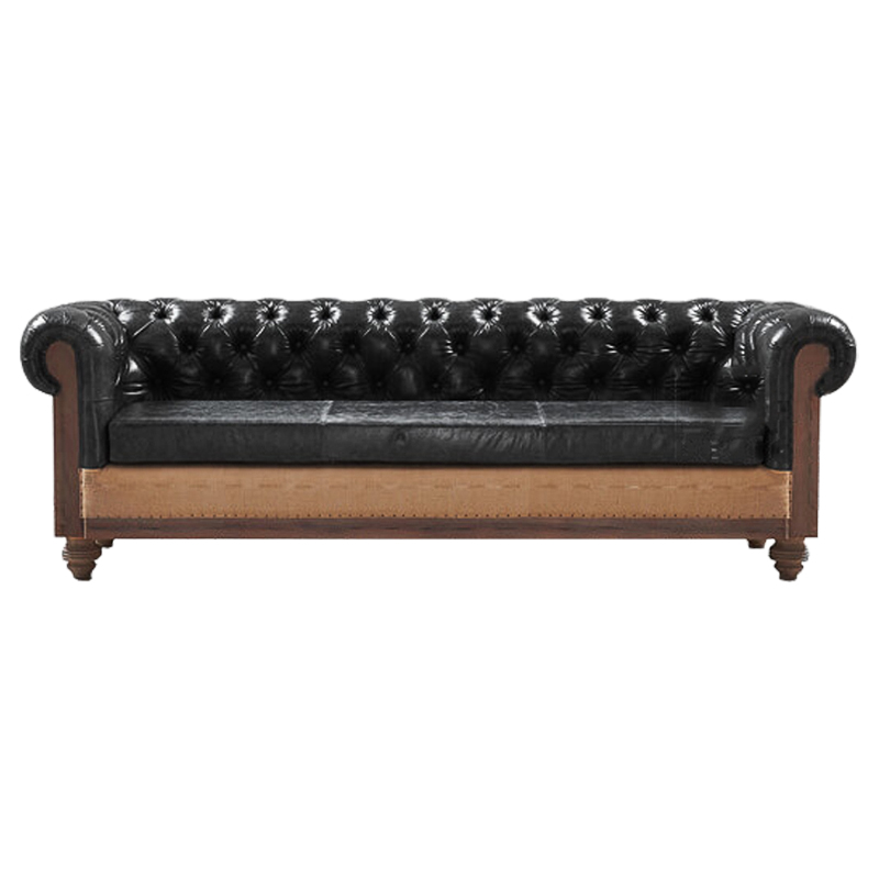 Диван Deconstructed Chesterfield Sofa triple Black leather Коричневый Черный в Твери | Loft Concept 