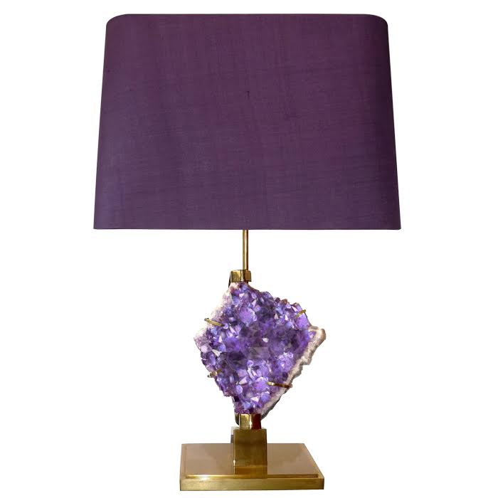 Настольная лампа Bronze and Amethyst Lamp Глянцевое золото Сиреневый Настольная лампа Bronze and Amethyst Lamp Глянцевое золото Сиреневый в Твери | Loft Concept