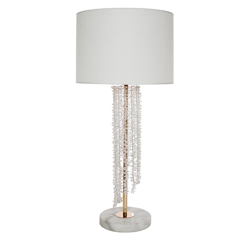 Настольная лампа Crystal Pendants Table Lamp Хром Белый Настольная лампа Crystal Pendants Table Lamp Хром Белый в Твери | Loft Concept