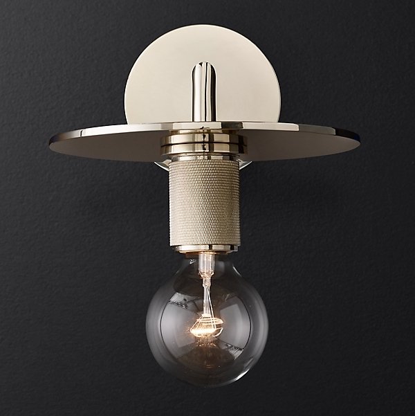 Бра RH Utilitaire Knurled Disk Shade Sconce Silver Никель Бра RH Utilitaire Knurled Disk Shade Sconce Silver Никель в Твери | Loft Concept